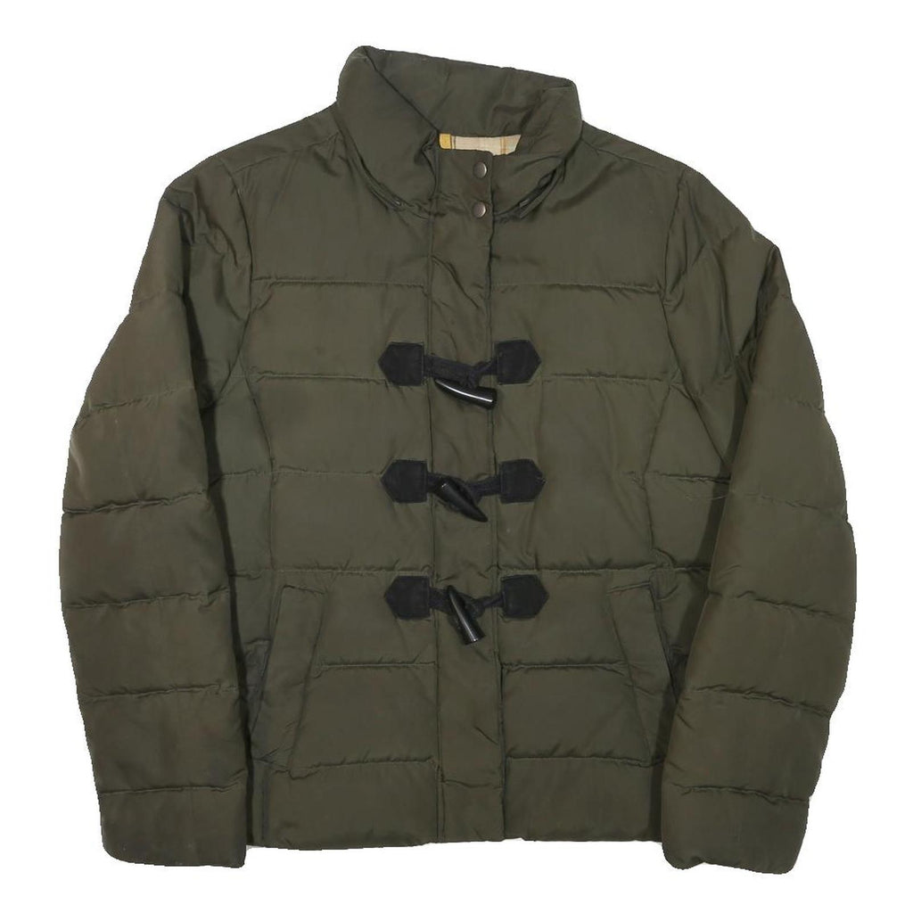 GAP Womens Green Quilted Jacket L Polyester Blend Zip Toggle Fastening