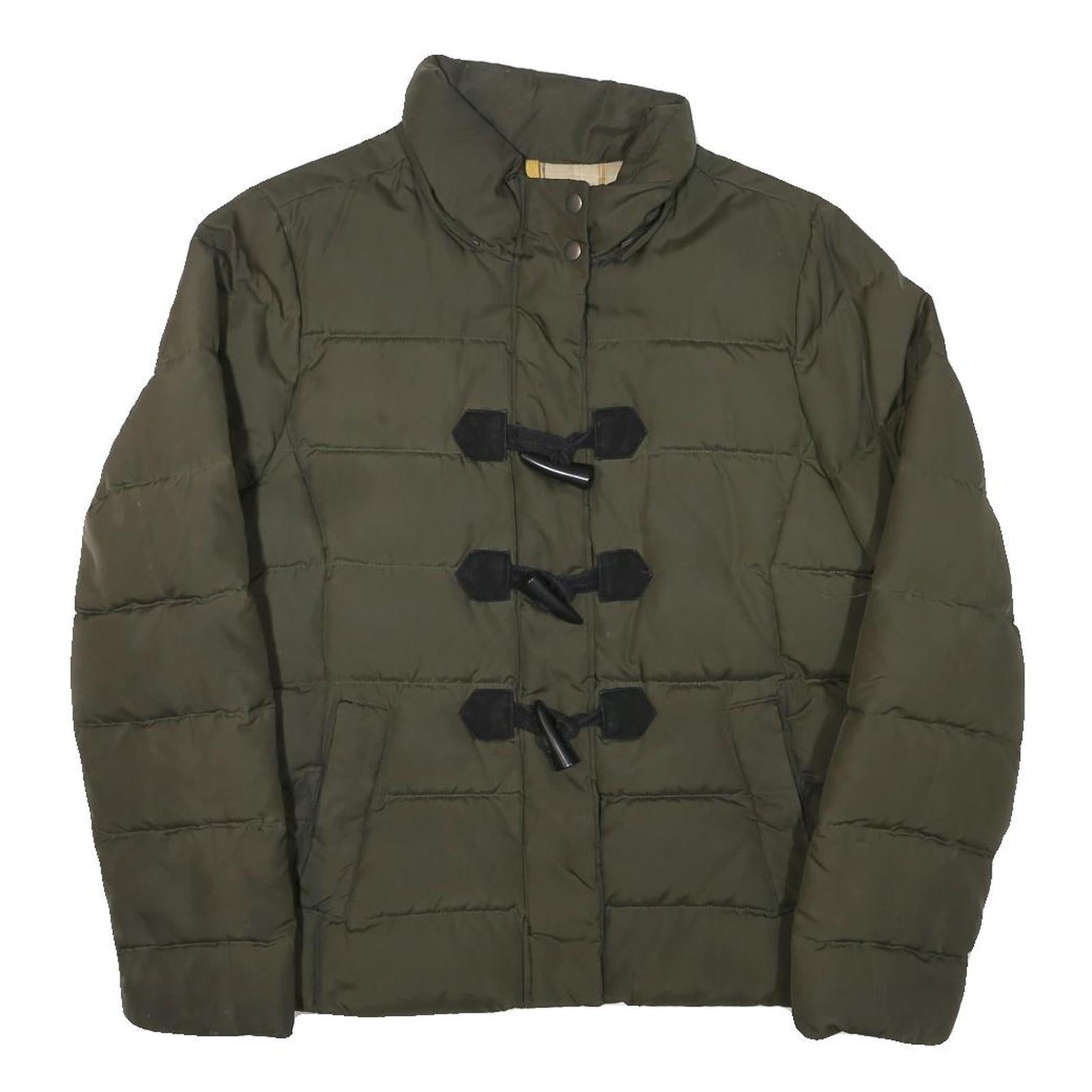 GAP Womens Green Quilted Jacket L Polyester Blend Zip Toggle Fastening