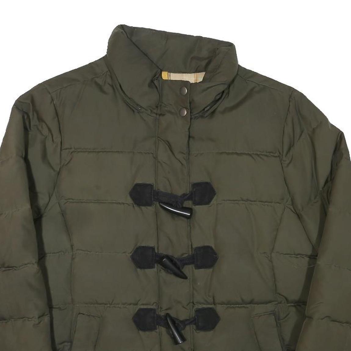 GAP Womens Green Quilted Jacket L Polyester Blend Zip Toggle Fastening