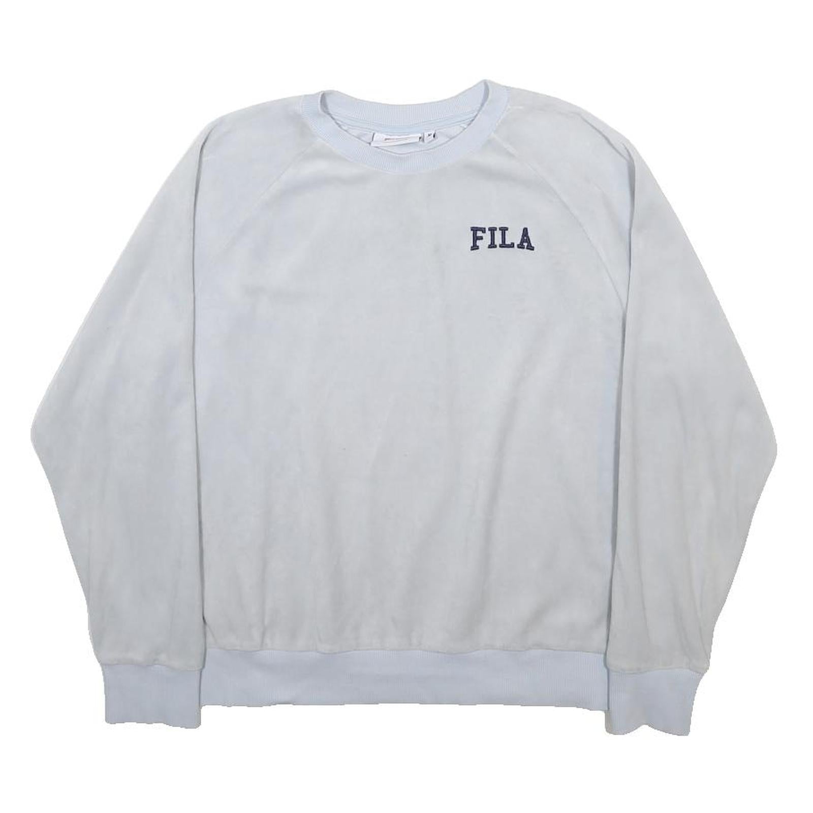 FILA Womens White Cotton Blend Crew Neck Sweatshirt M Casual Pullover