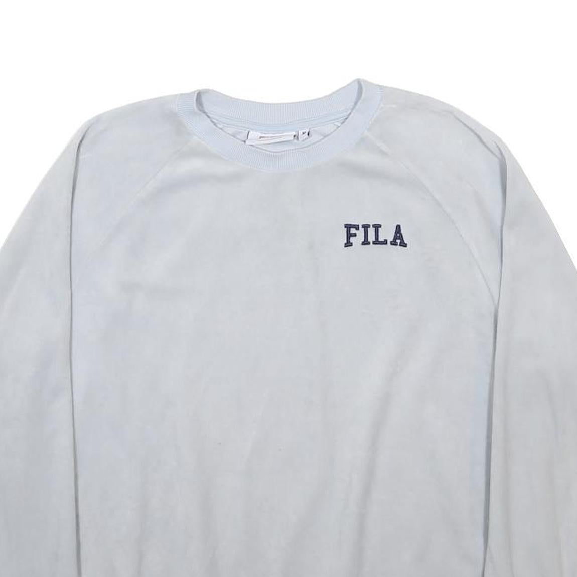 FILA Womens White Cotton Blend Crew Neck Sweatshirt M Casual Pullover