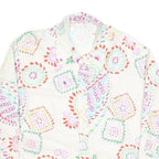 ZARA Womens White Printed Shirt Long Sleeve Collared L Cotton Blend Casual