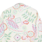 ZARA Womens White Printed Shirt Long Sleeve Collared L Cotton Blend Casual