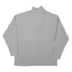 EASY WAY Mens Grey & White Striped Pullover Sweatshirt L Lace Up Neck Casual