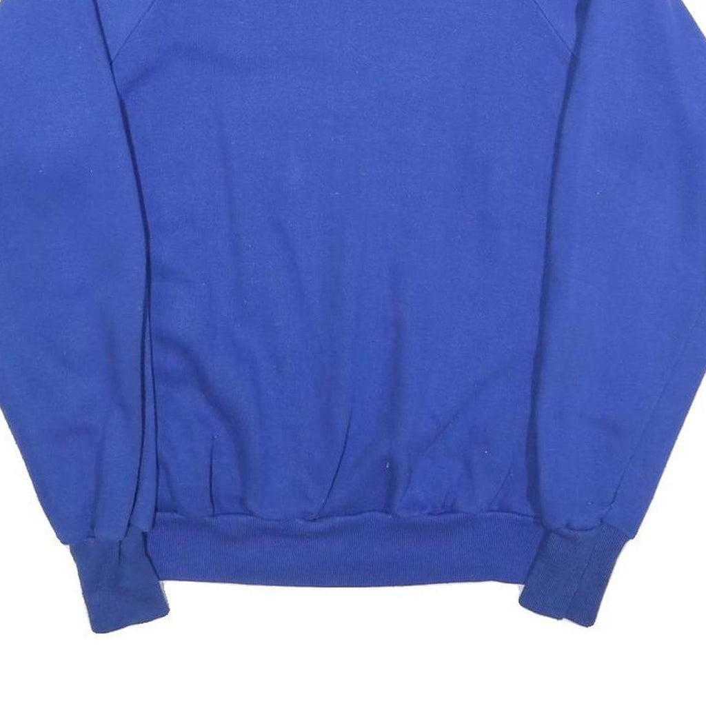 Womens Blue Crew Neck Sweatshirt S Cotton Blend Embroidered Peacock Feather