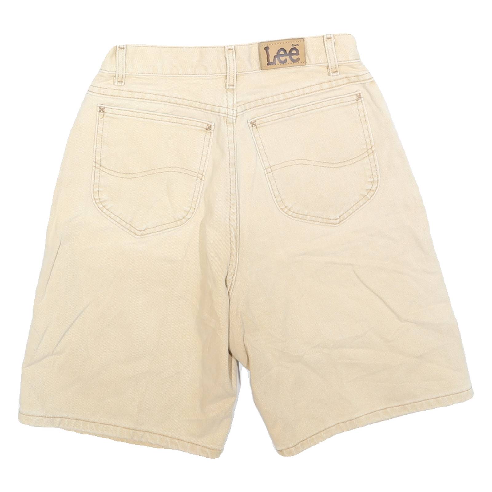 LEE Womens Shorts Beige Casual Plain XS W26 Summer Cotton Comfort