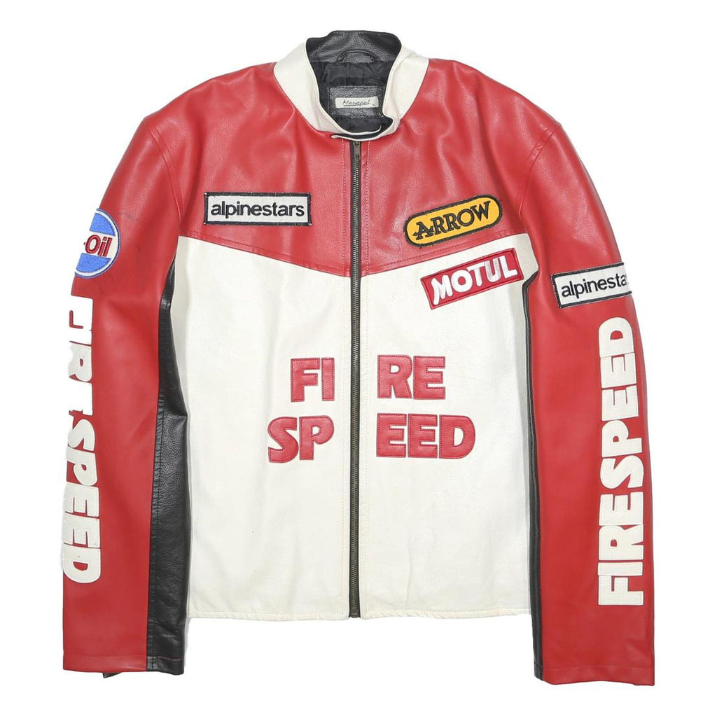 MANAPAL Mens Red & White Firespeed Racing Zip Polyester Jacket XL