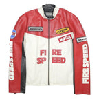 MANAPAL Mens Red & White Firespeed Racing Zip Polyester Jacket XL