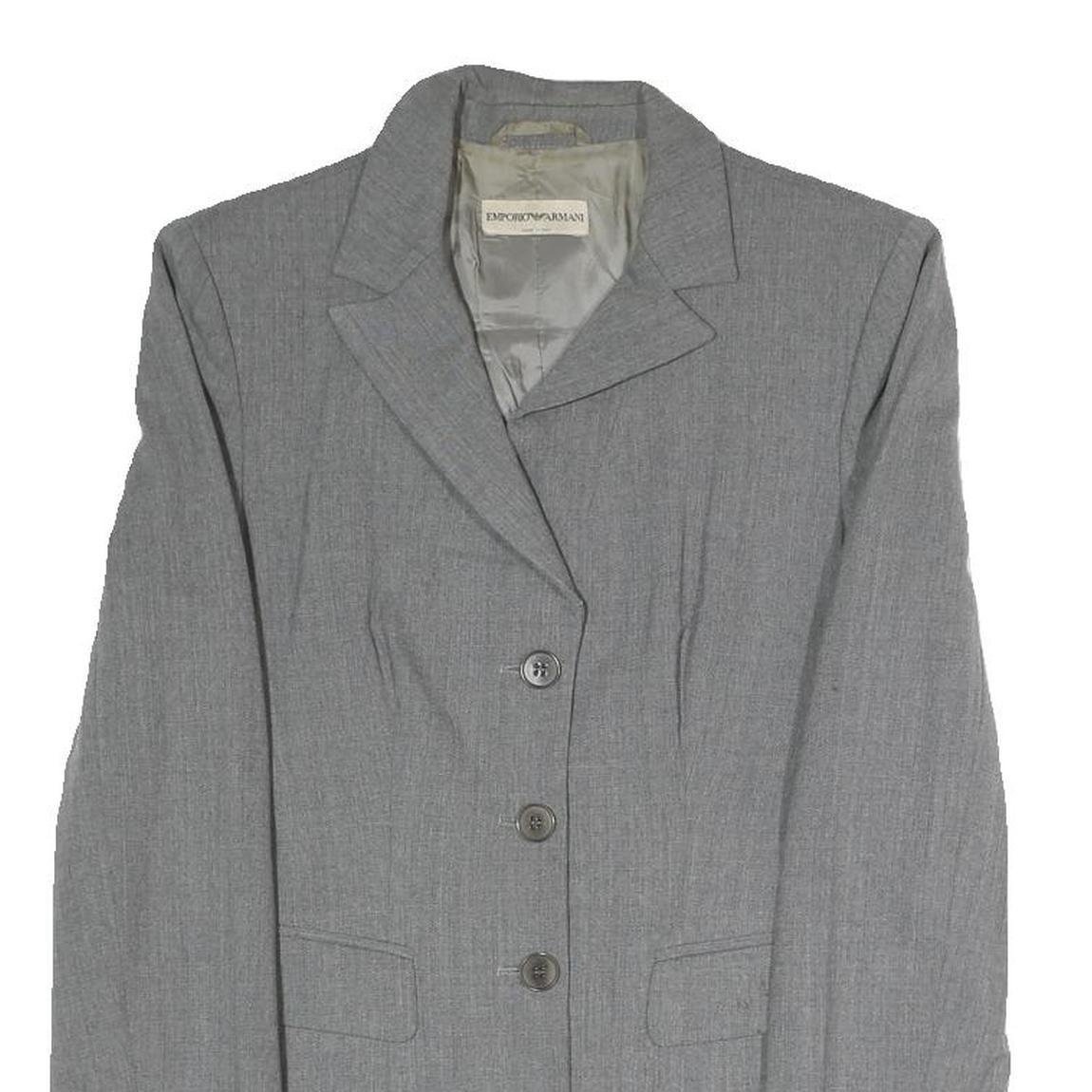 EMPORIO ARMANI Womens Grey Tailored Jacket S Polyester Blend Plain Stylish