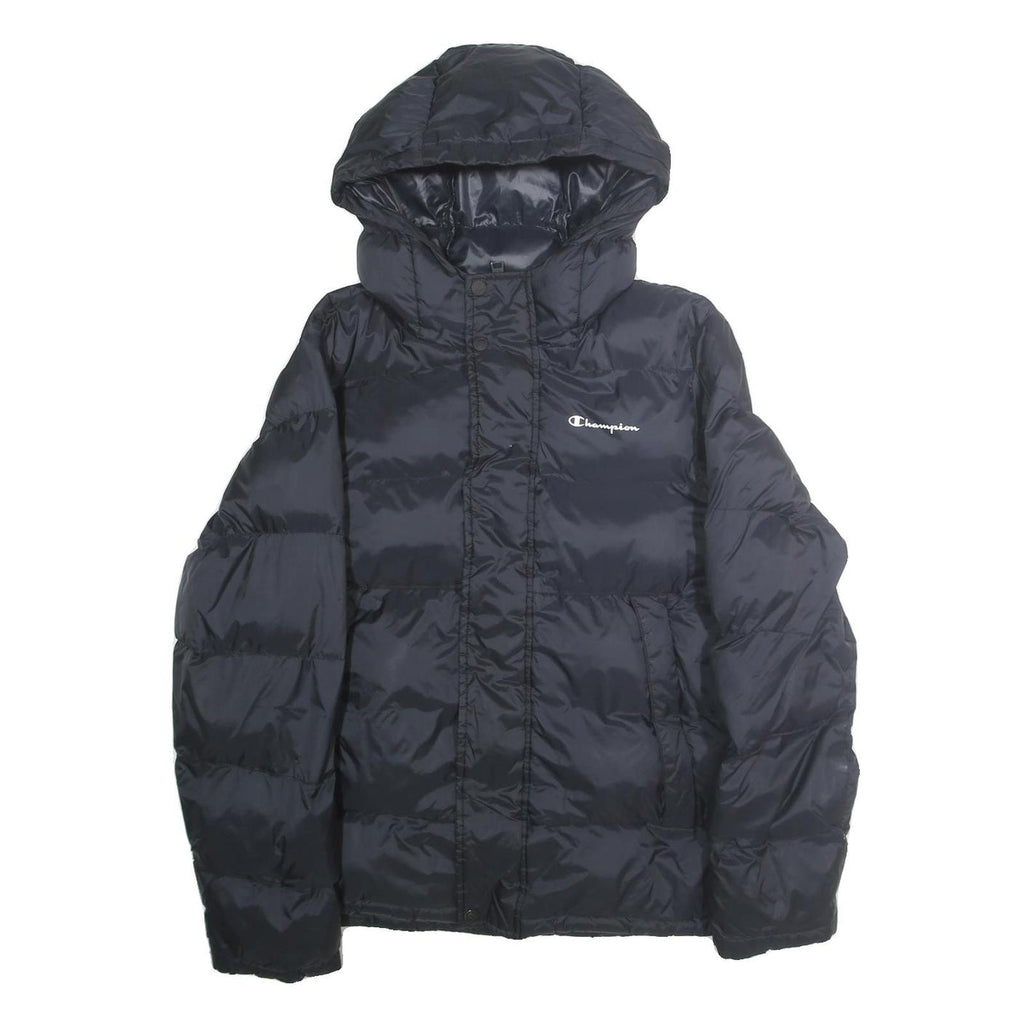 CHAMPION Mens Black Zip Up Puffer Jacket M Polyester Blend