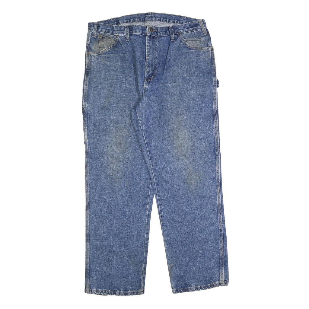DICKIES Mens Jeans Blue Regular Straight Denim Medium W36 L32 Workwear Zip