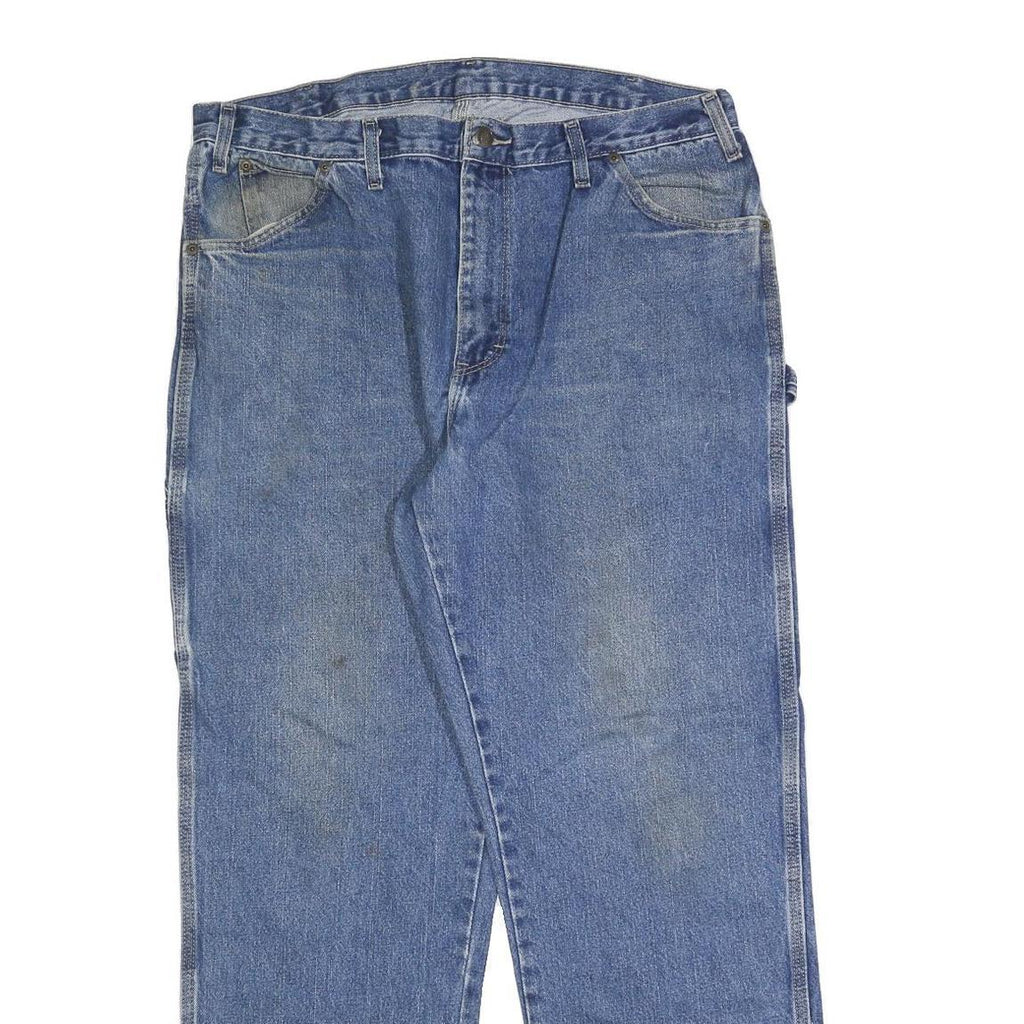 DICKIES Mens Jeans Blue Regular Straight Denim Medium W36 L32 Workwear Zip