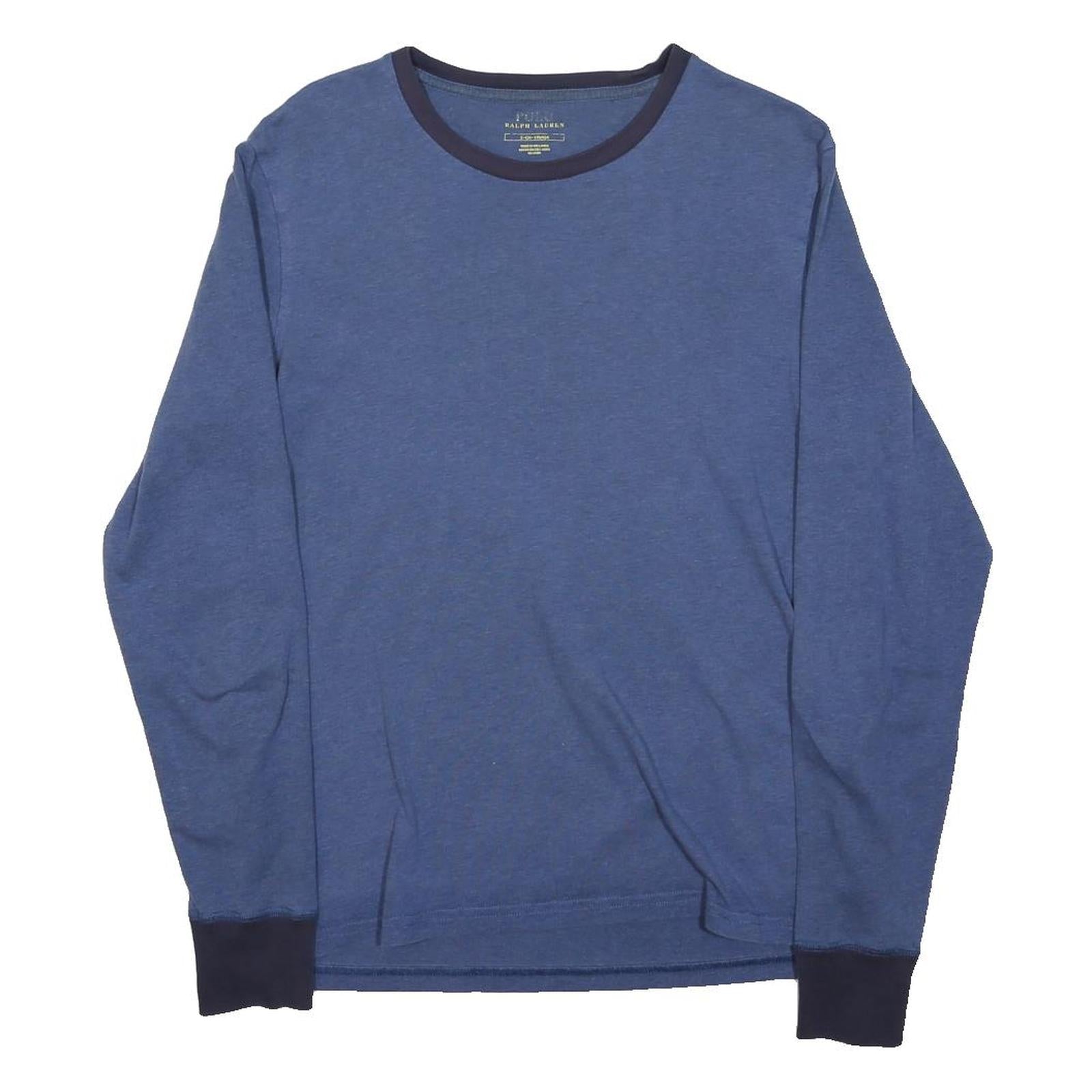 POLO RALPH LAUREN Mens Blue Crew Neck Long Sleeve T-Shirt S Cotton Blend Casual