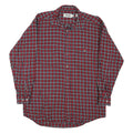 MARKS Mens Red & Blue Checked Shirt L Long Sleeve Cotton Casual Button Front