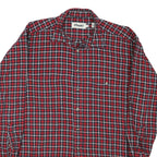 MARKS Mens Red & Blue Checked Shirt L Long Sleeve Cotton Casual Button Front
