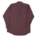 MARKS Mens Red & Blue Checked Shirt L Long Sleeve Cotton Casual Button Front