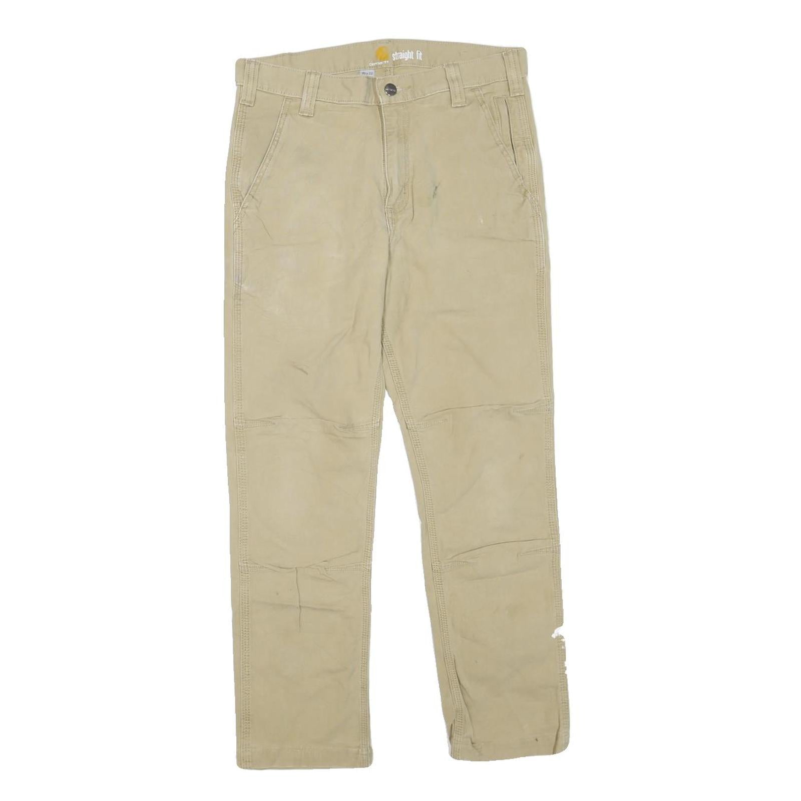 CARHARTT Mens Regular Beige Cotton Blend Trousers W30 L25 Straight Fit Workwear