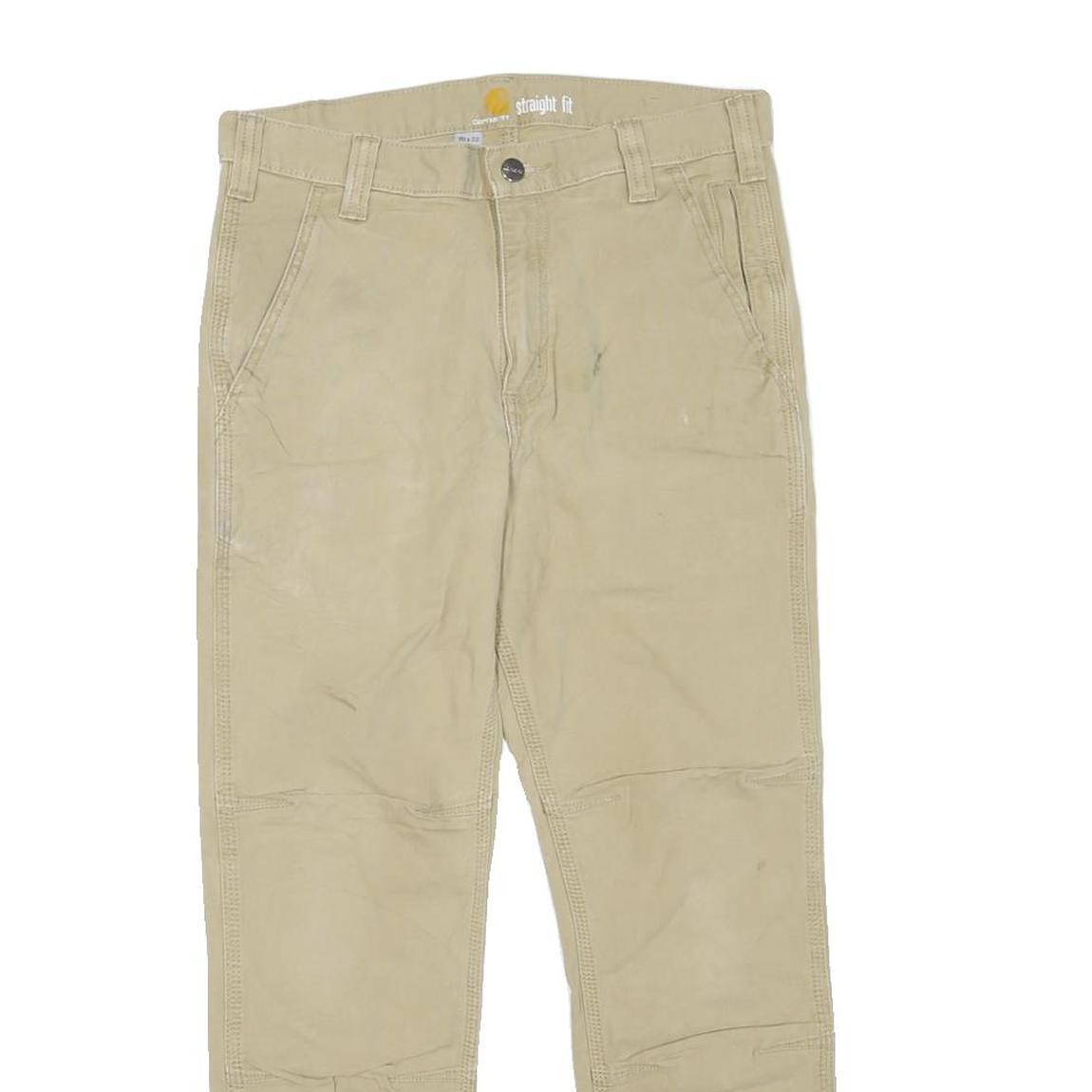 CARHARTT Mens Regular Beige Cotton Blend Trousers W30 L25 Straight Fit Workwear