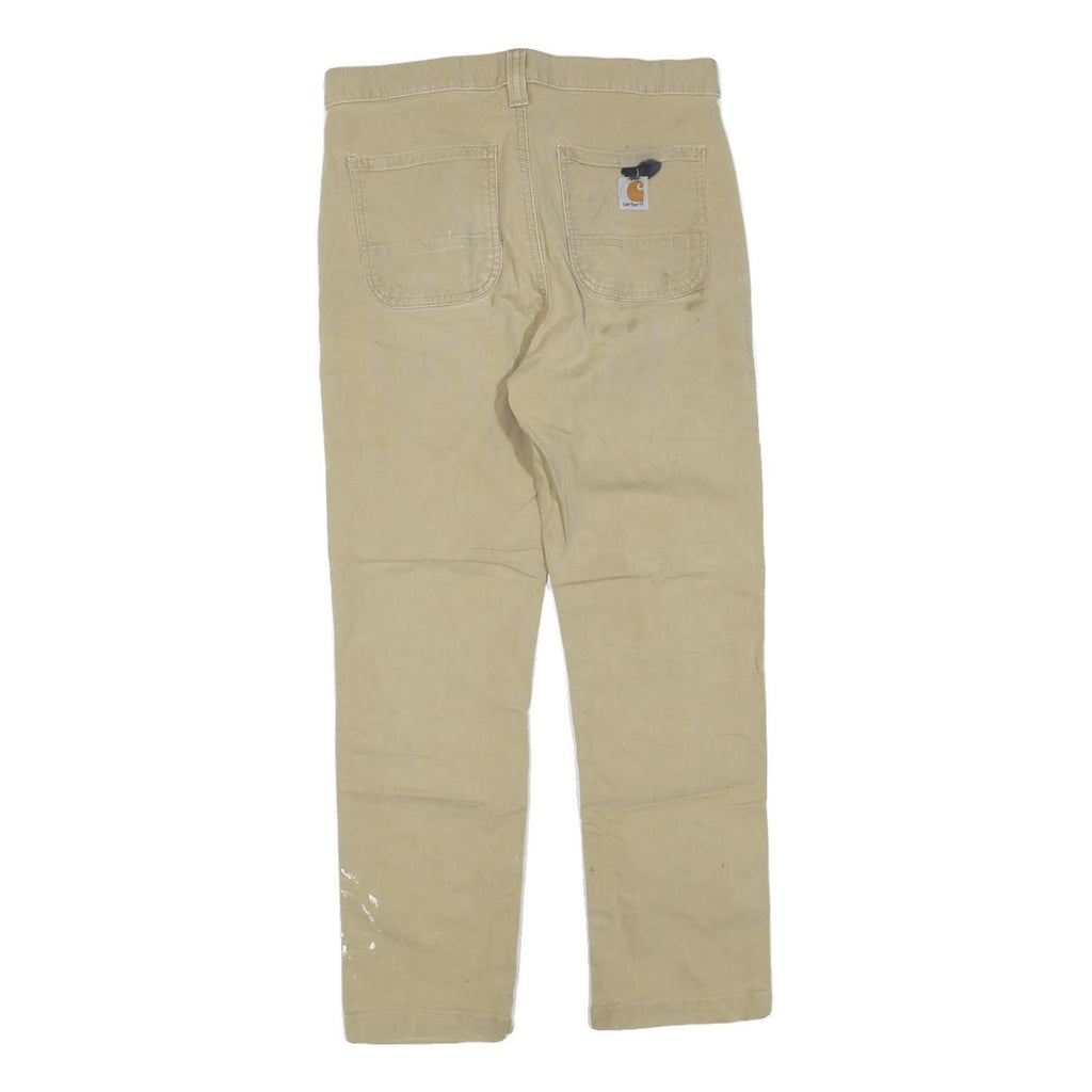 CARHARTT Mens Regular Beige Cotton Blend Trousers W30 L25 Straight Fit Workwear