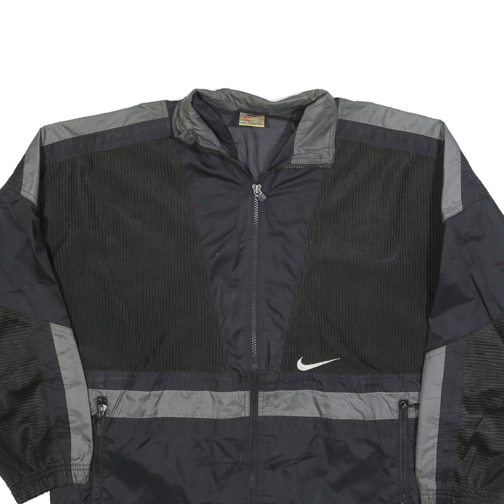 NIKE Womens Black & Grey Lightweight Polyester Blend Zip Jacket S Sporty Casual