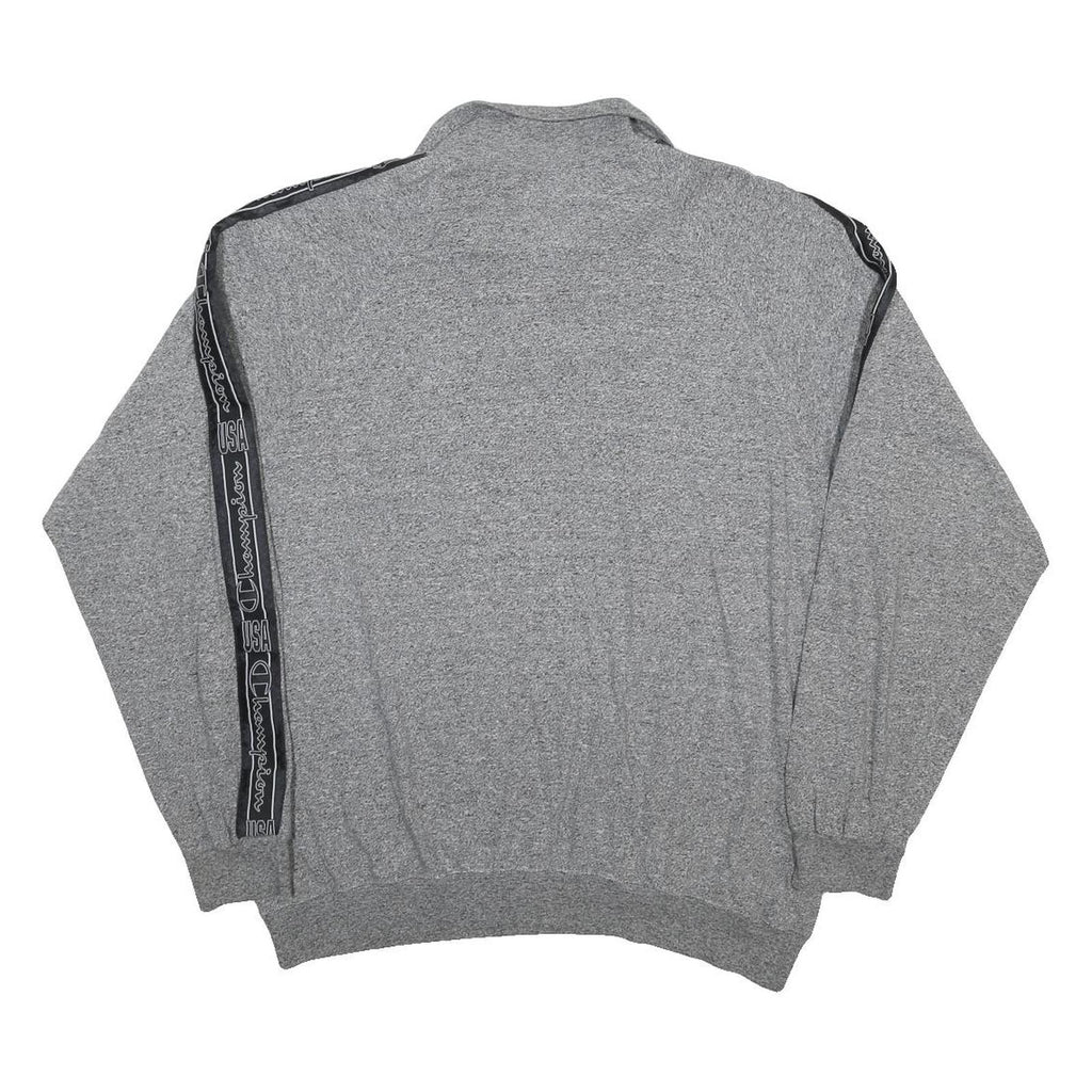 CHAMPION Mens Grey 1/4 Zip XL Sweatshirt Tape Logo Casual Pullover