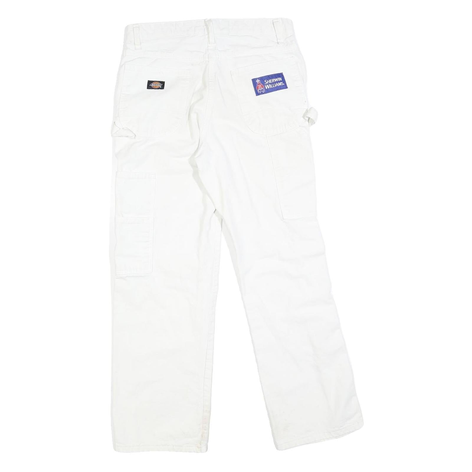 DICKIES Mens White Regular Fit Straight Leg Denim W30 L27 Workwear Jeans