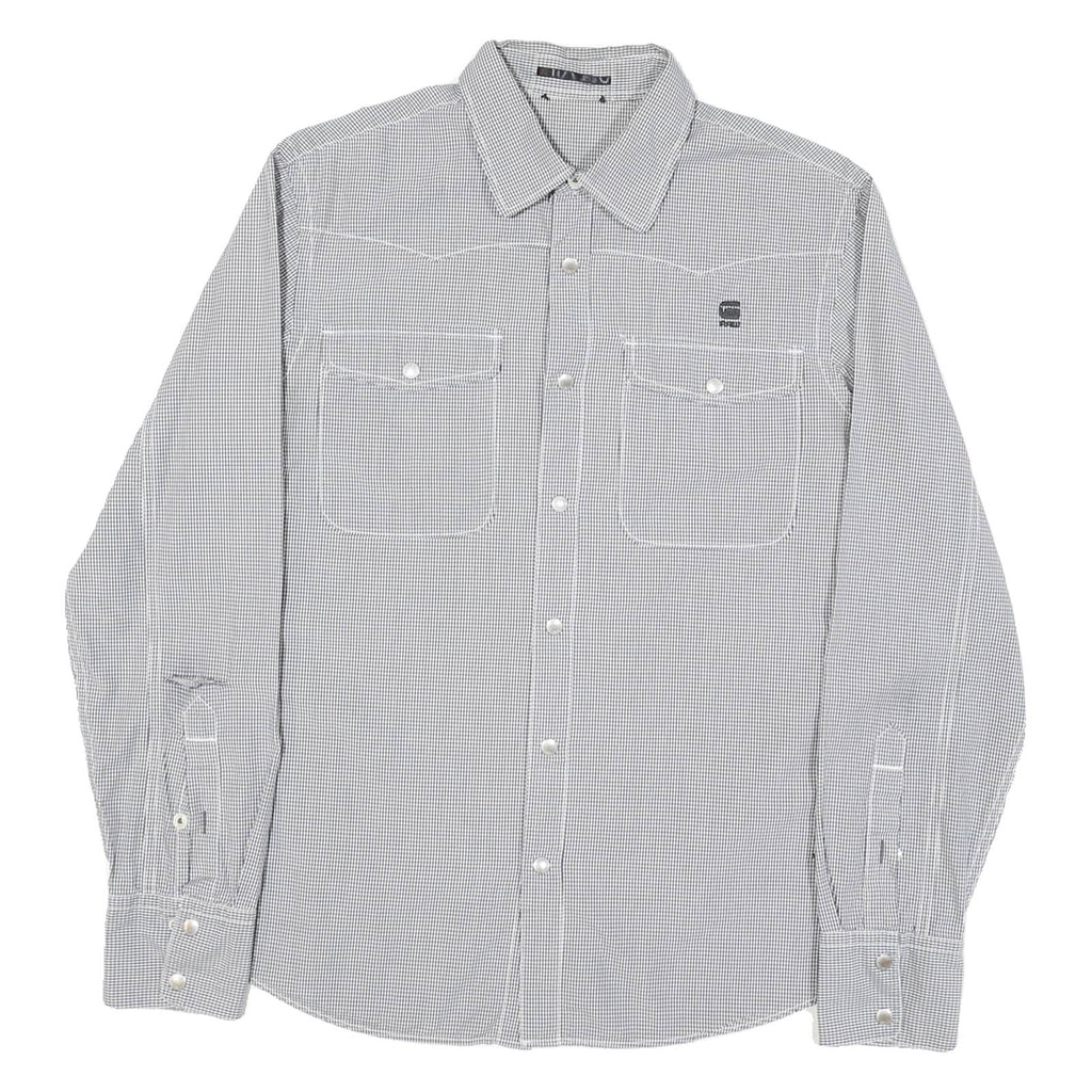 G-STAR Mens Black & White Checked Shirt M Button Down Cotton Blend Casual
