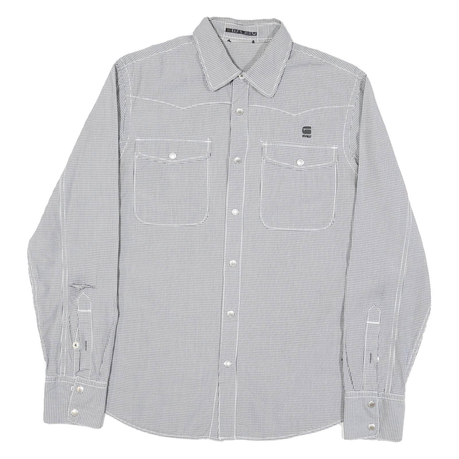 G-STAR Mens Black & White Checked Shirt M Button Down Cotton Blend Casual