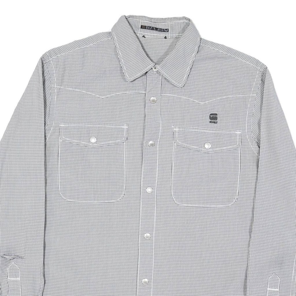 G-STAR Mens Black & White Checked Shirt M Button Down Cotton Blend Casual