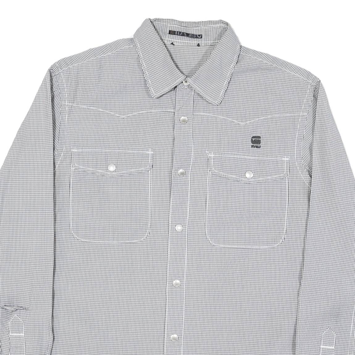 G-STAR Mens Black & White Checked Shirt M Button Down Cotton Blend Casual