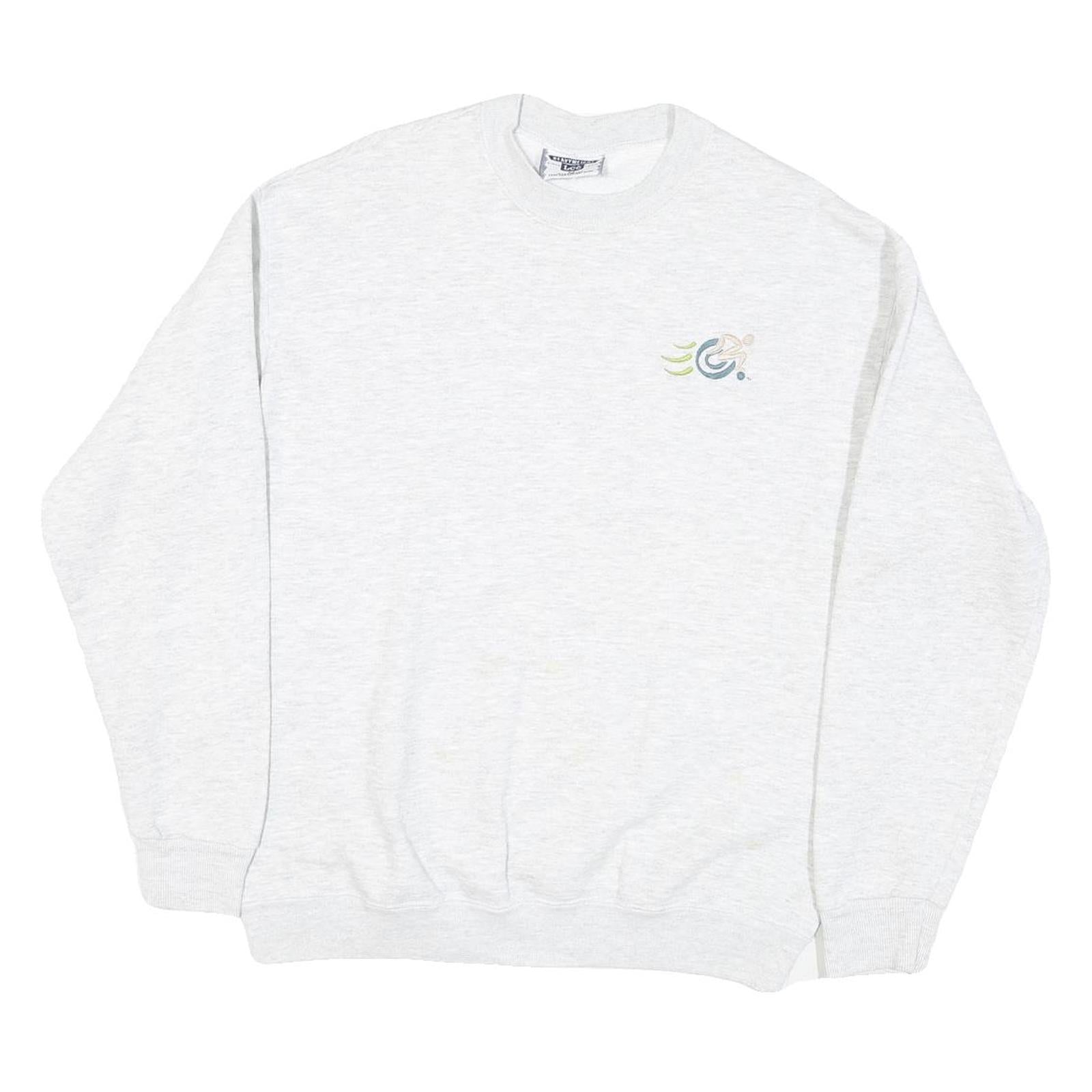 LEE Mens White Crew Neck M Cotton Blend Sweatshirt Graphic Logo Casual