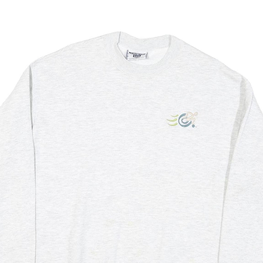 LEE Mens White Crew Neck M Cotton Blend Sweatshirt Graphic Logo Casual