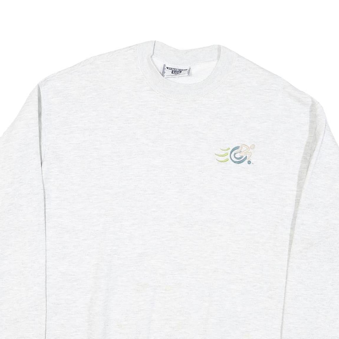 LEE Mens White Crew Neck M Cotton Blend Sweatshirt Graphic Logo Casual