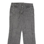 THREENITY Mens Grey Regular Fit Straight Cotton Blend Jeans W32 L33 Zip Closure