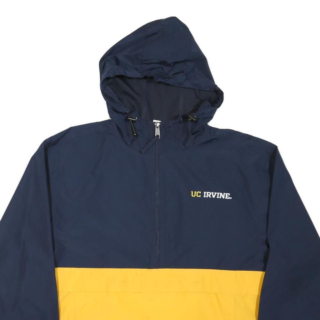 CHAMPION Mens Navy & Yellow UC Irvine Zip Hooded Nylon Jacket S Lightweight