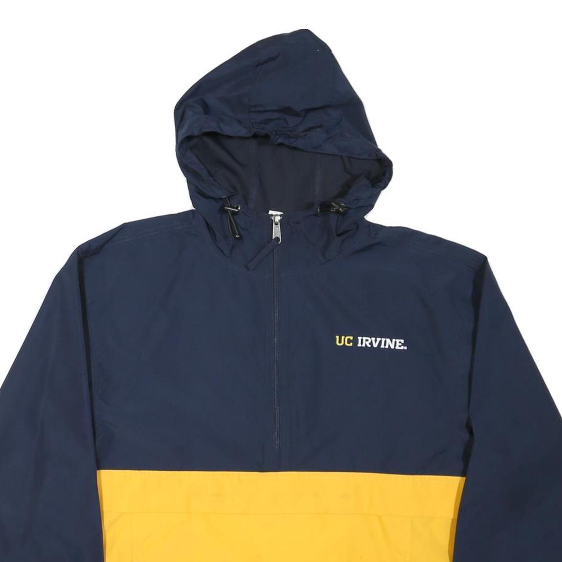 CHAMPION Mens Navy & Yellow UC Irvine Zip Hooded Nylon Jacket S Lightweight