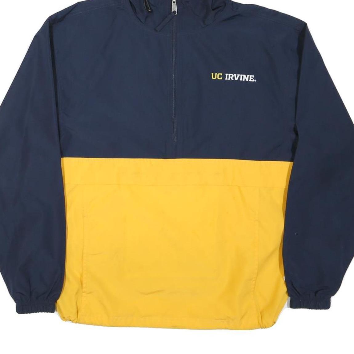 CHAMPION Mens Navy & Yellow UC Irvine Zip Hooded Nylon Jacket S Lightweight