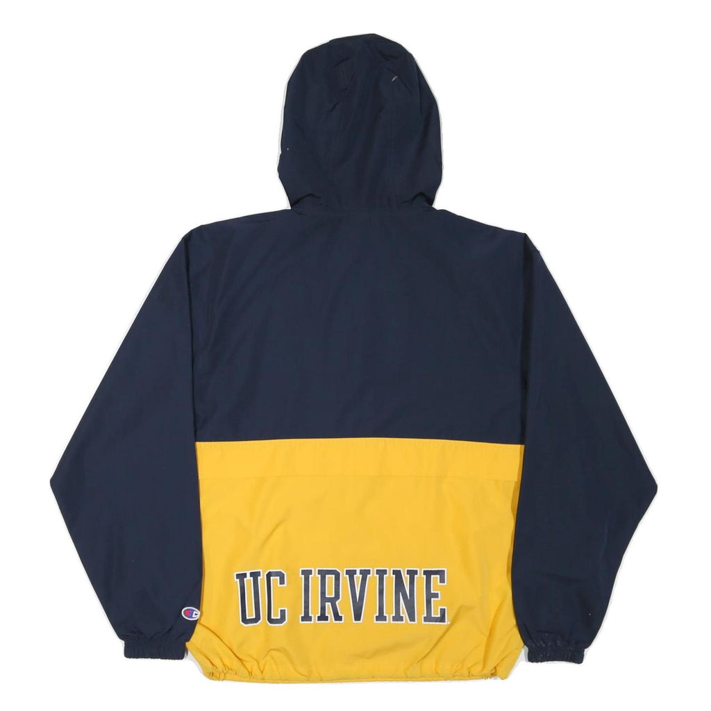 CHAMPION Mens Navy & Yellow UC Irvine Zip Hooded Nylon Jacket S Lightweight