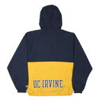 CHAMPION Mens Navy & Yellow UC Irvine Zip Hooded Nylon Jacket S Lightweight