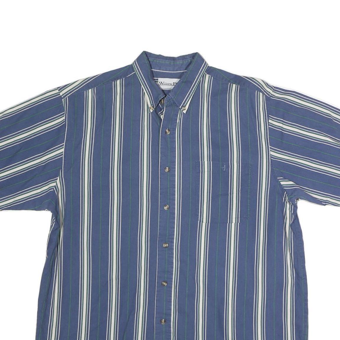 WILLOW BAY Mens Blue & White Striped Shirt L Button-Down Collar Cotton Casual
