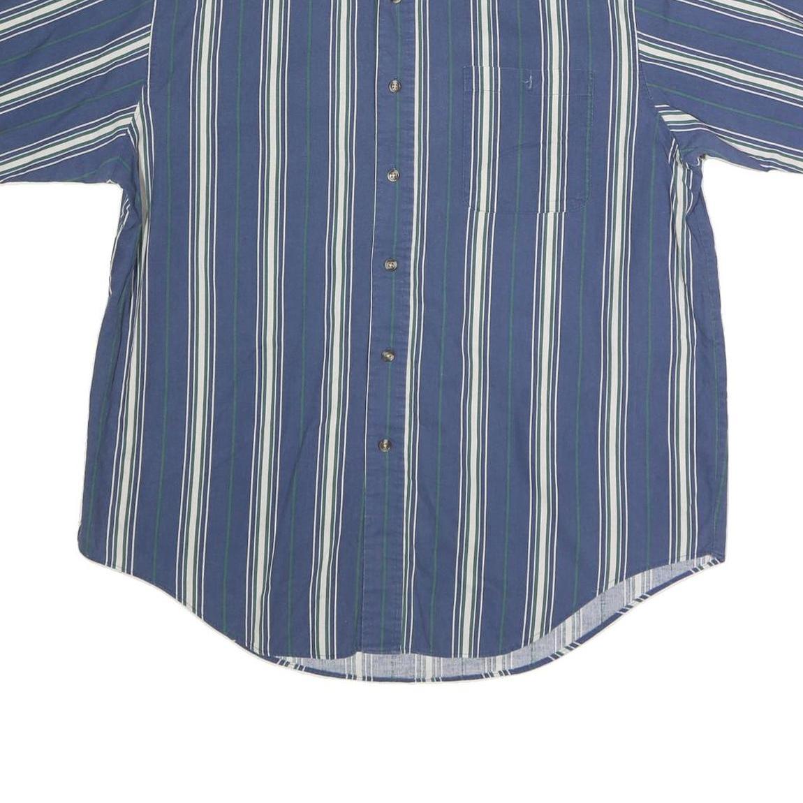 WILLOW BAY Mens Blue & White Striped Shirt L Button-Down Collar Cotton Casual