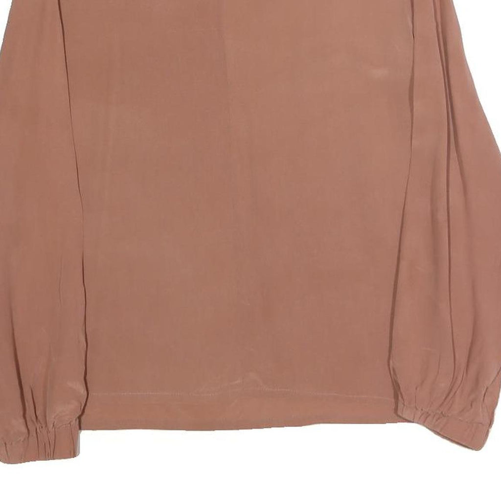 TOUDY Womens Beige Long Sleeve Round Neck Plain Top S Lightweight Versatile