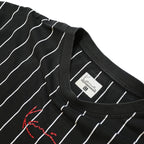 KARL KANI Mens Black & White Pinstripe Graphic T-Shirt XL Short Sleeve Crew Neck