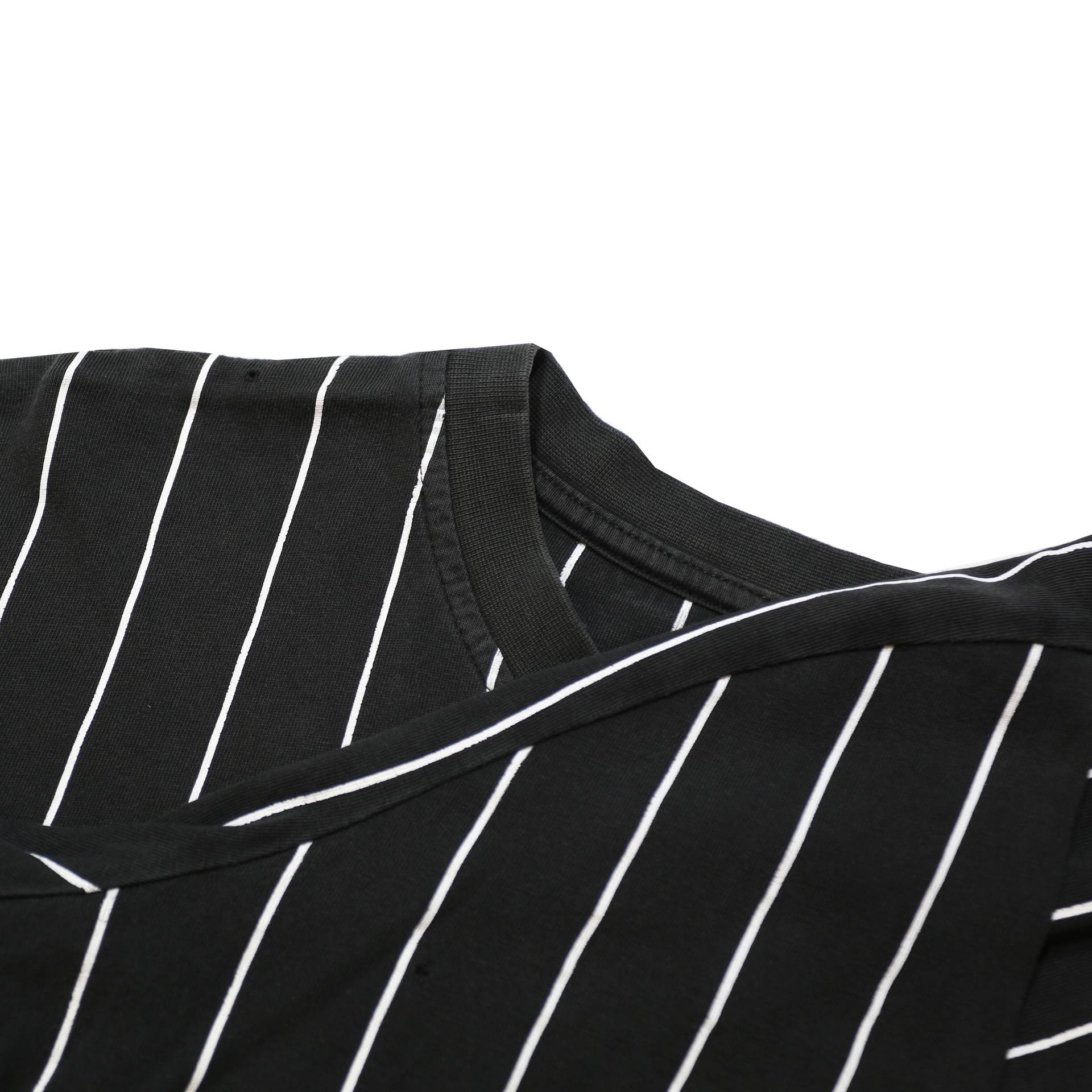 KARL KANI Mens Black & White Pinstripe Graphic T-Shirt XL Short Sleeve Crew Neck