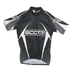 SCOTT Mens Black & White Graphic Jersey M Short Sleeve Zip Neck Cycling T-Shirt