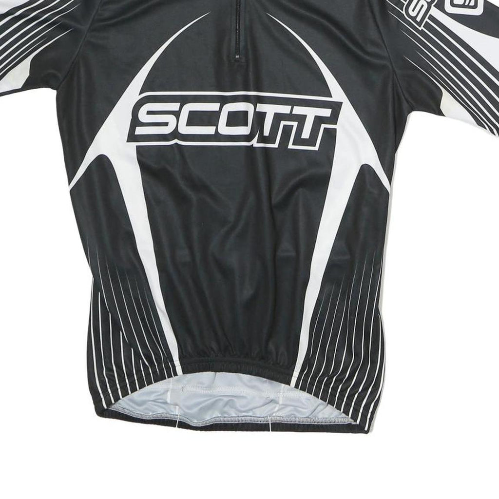SCOTT Mens Black & White Graphic Jersey M Short Sleeve Zip Neck Cycling T-Shirt