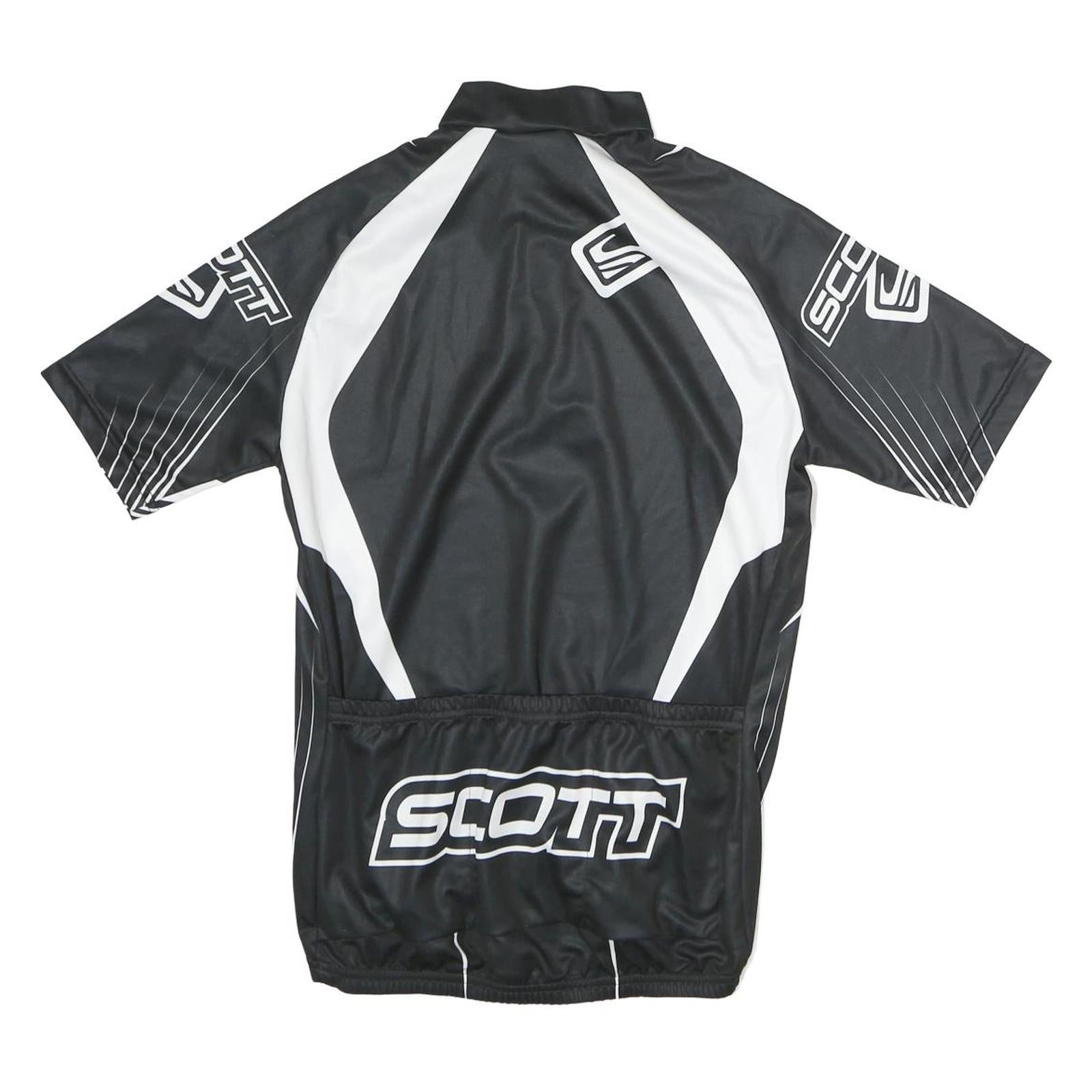 SCOTT Mens Black & White Graphic Jersey M Short Sleeve Zip Neck Cycling T-Shirt