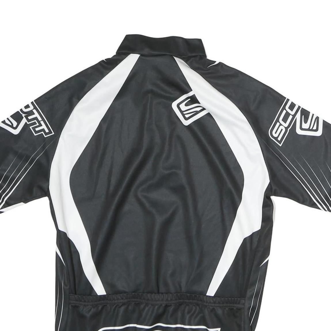 SCOTT Mens Black & White Graphic Jersey M Short Sleeve Zip Neck Cycling T-Shirt