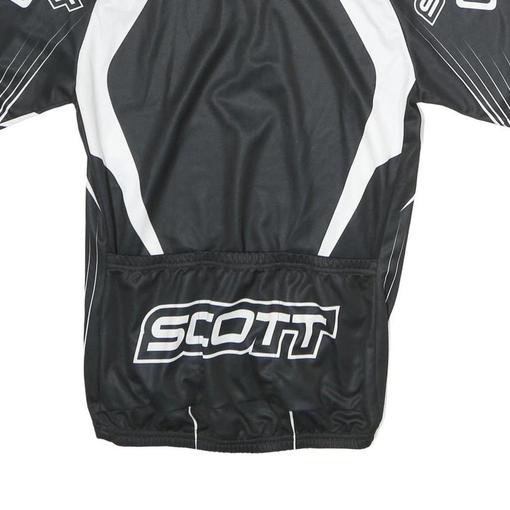 SCOTT Mens Black & White Graphic Jersey M Short Sleeve Zip Neck Cycling T-Shirt