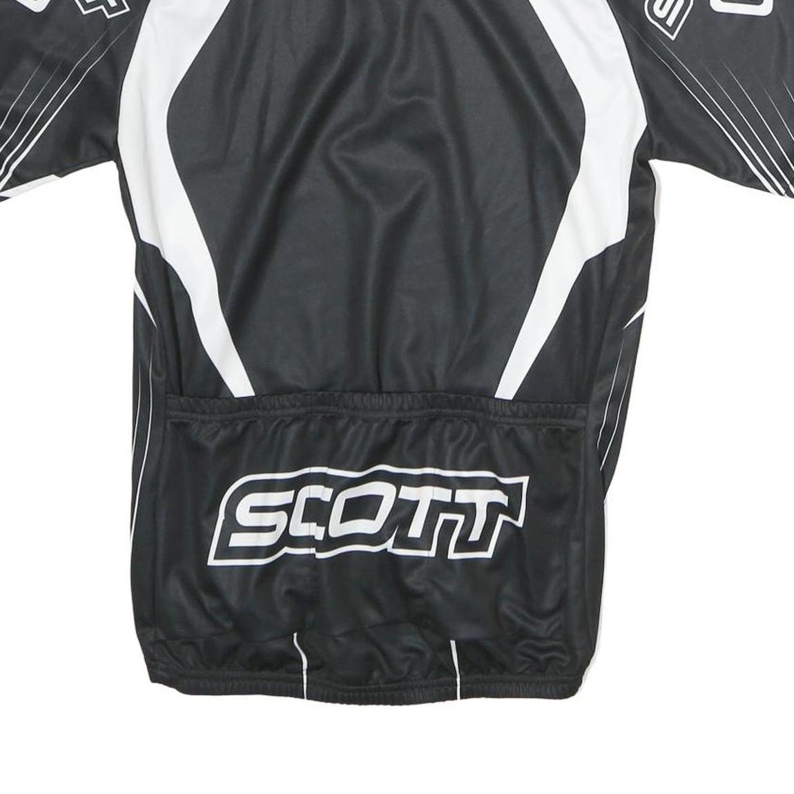 SCOTT Mens Black & White Graphic Jersey M Short Sleeve Zip Neck Cycling T-Shirt